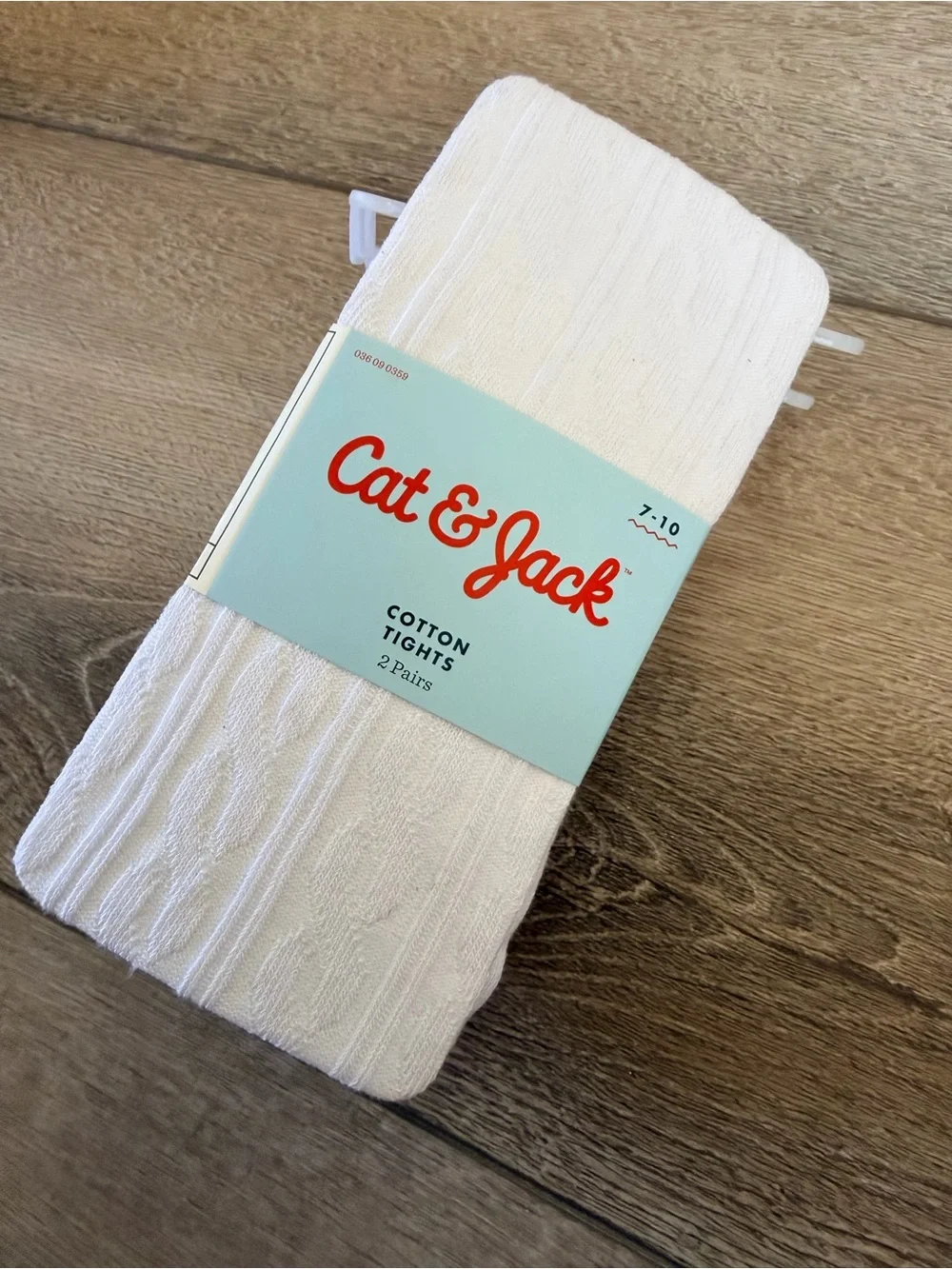 Cat & Jack White Cotton Cable knit Tights for girls - 2 Pairs